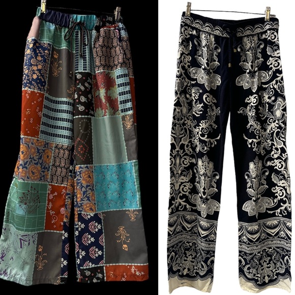 2 for 1 Boho Bundle Deal !! Pattern Bohemian Floral Drawstring Pants Size S/M - Picture 1 of 11